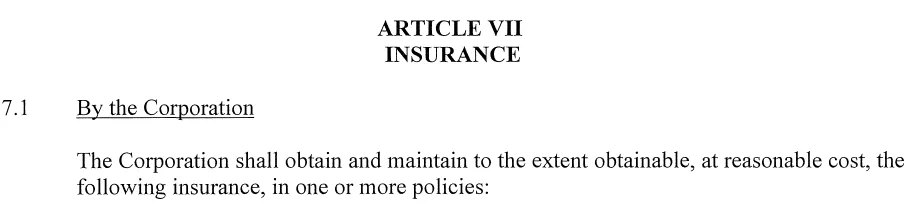 Condo corporation insurance requirements from the declaration